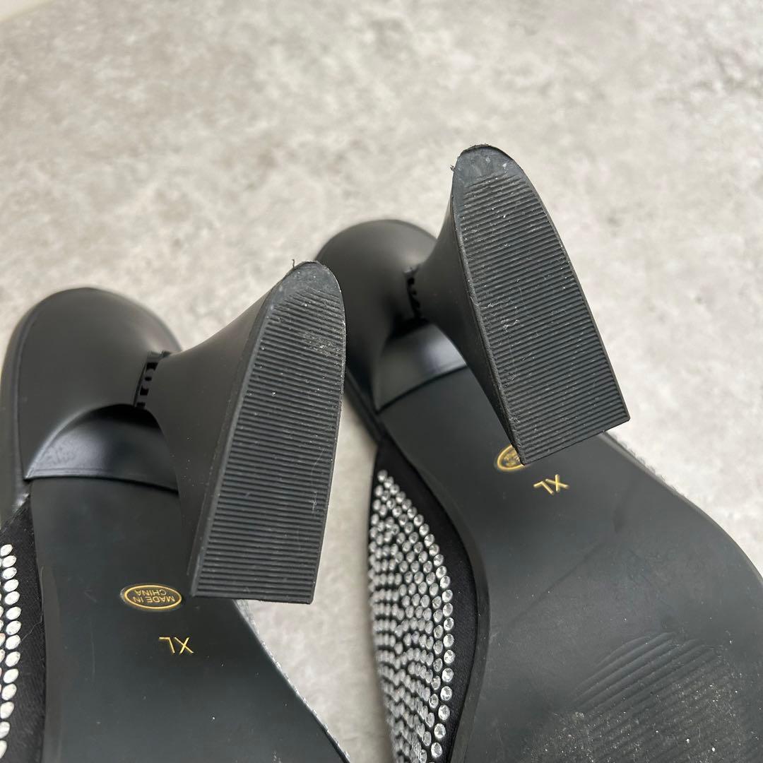 Darich ダーリッチ　クリスタルビジューサンダル　XL ヒール　黒