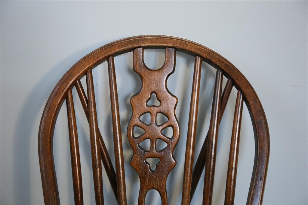 英国アンティーク木製ホイールバックチェア/ダイニングイス/椅子(92-37-2)