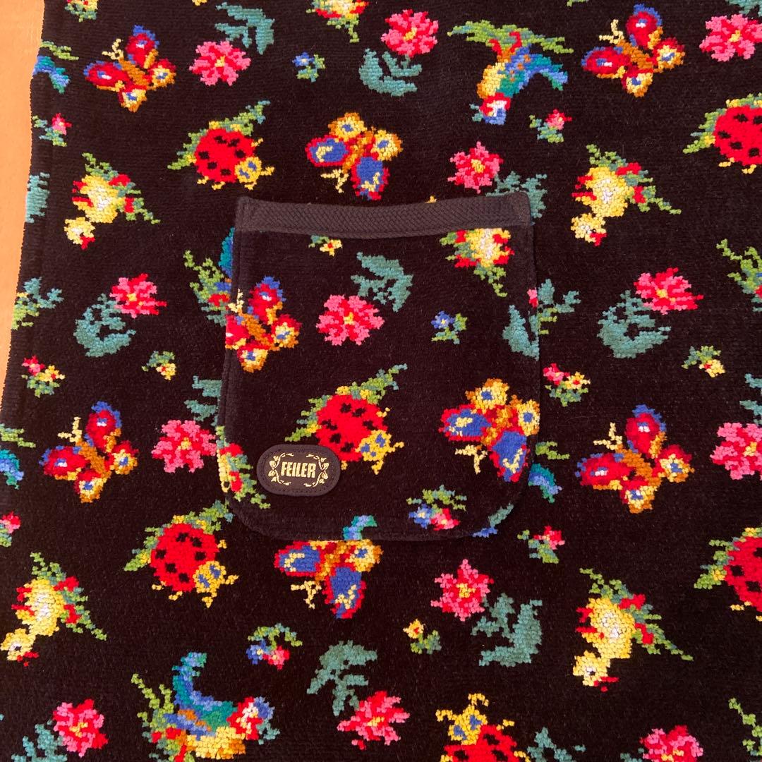 新品未使用　フェイラー　ドイツ・シュニール織　ハイジ　エプロン　ブラック