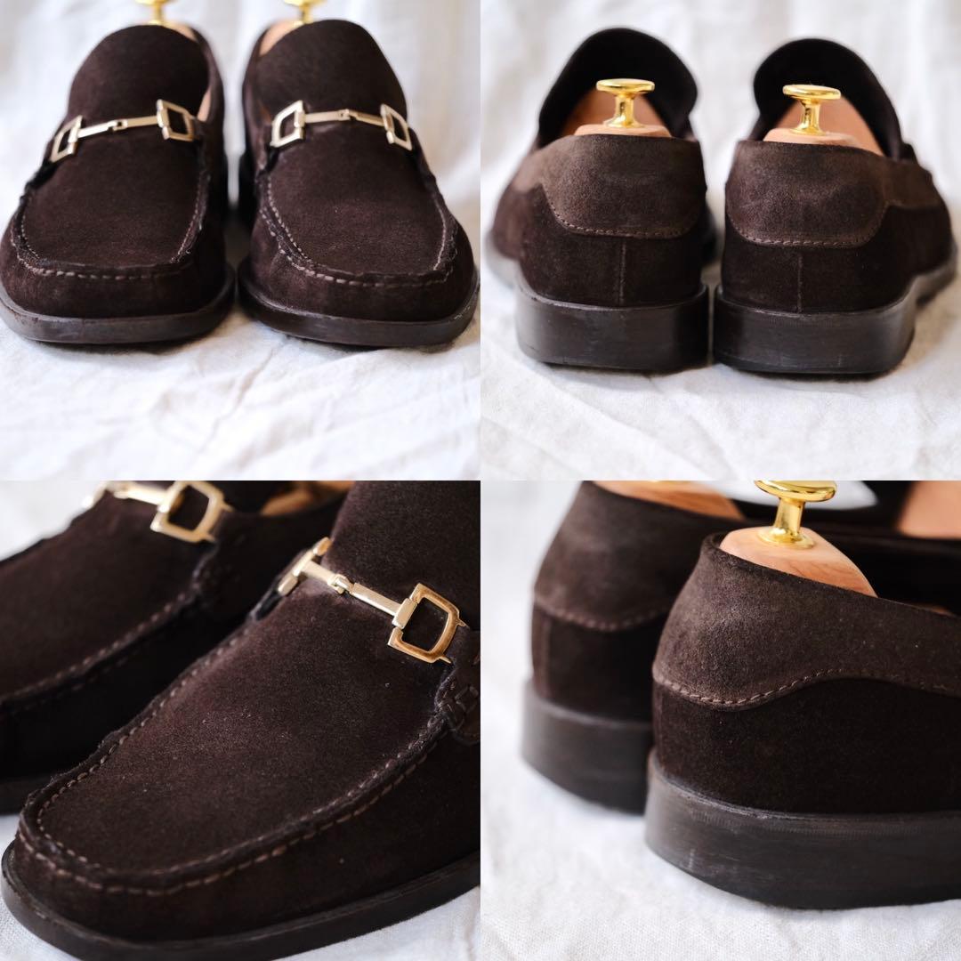 GUCCI グッチ スエードホースビットローファー 茶41.5E