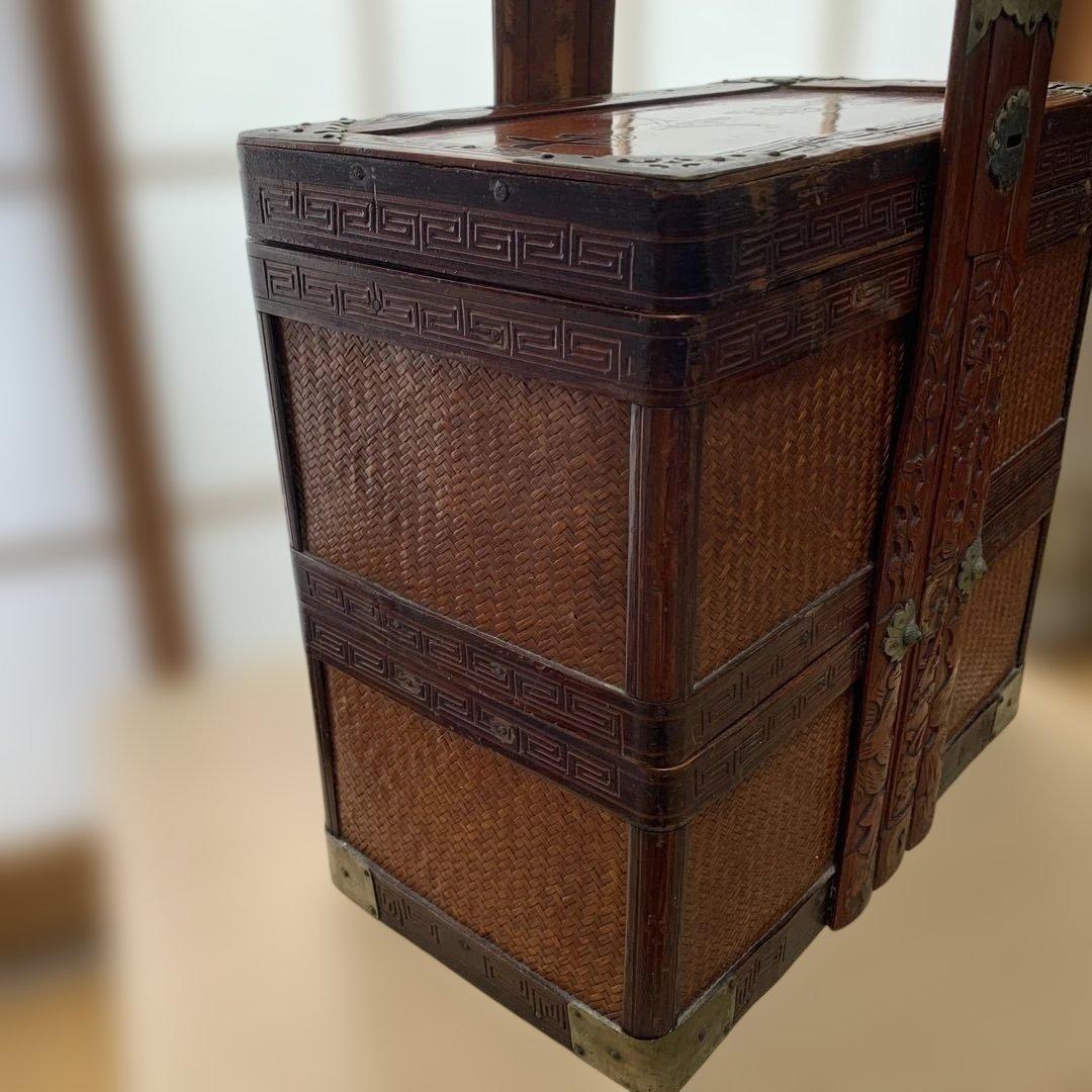 茶道具箱　煎茶道具箱　野点　茶道　日本の茶道具 茶収納箱　提藍ていらん　骨董品