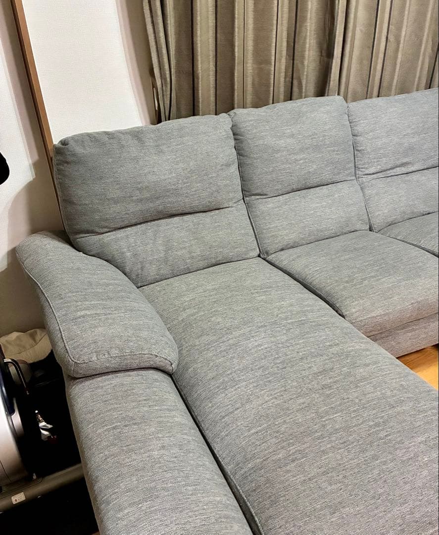 グレー コーナーソファ リクライニング機能付き