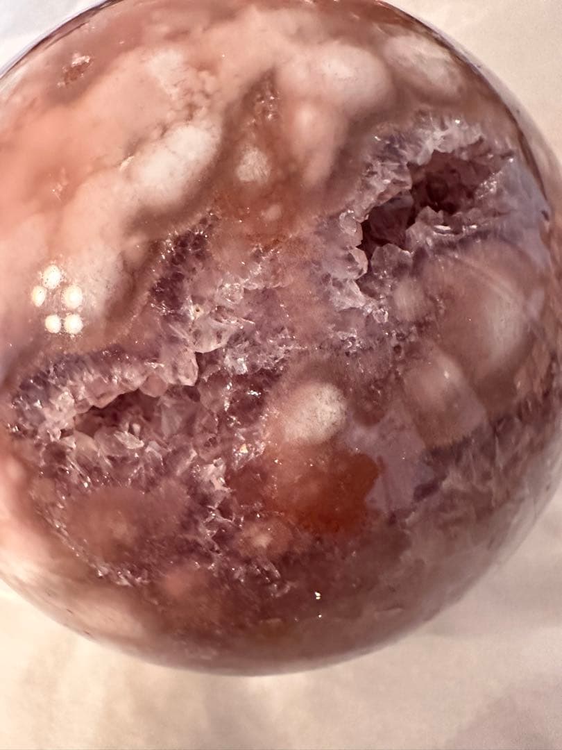 高品質☆ アメジスト　ピンクアメジスト　濃いパープルピンク　スフィア　丸玉模様