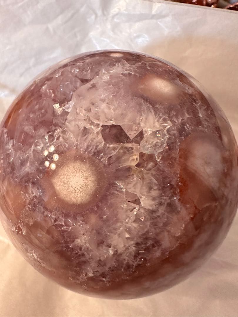 高品質☆ アメジスト　ピンクアメジスト　濃いパープルピンク　スフィア　丸玉模様