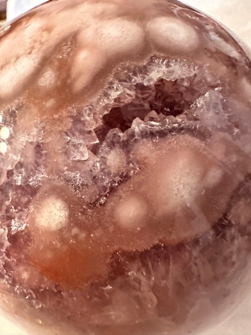 高品質☆ アメジスト　ピンクアメジスト　濃いパープルピンク　スフィア　丸玉模様