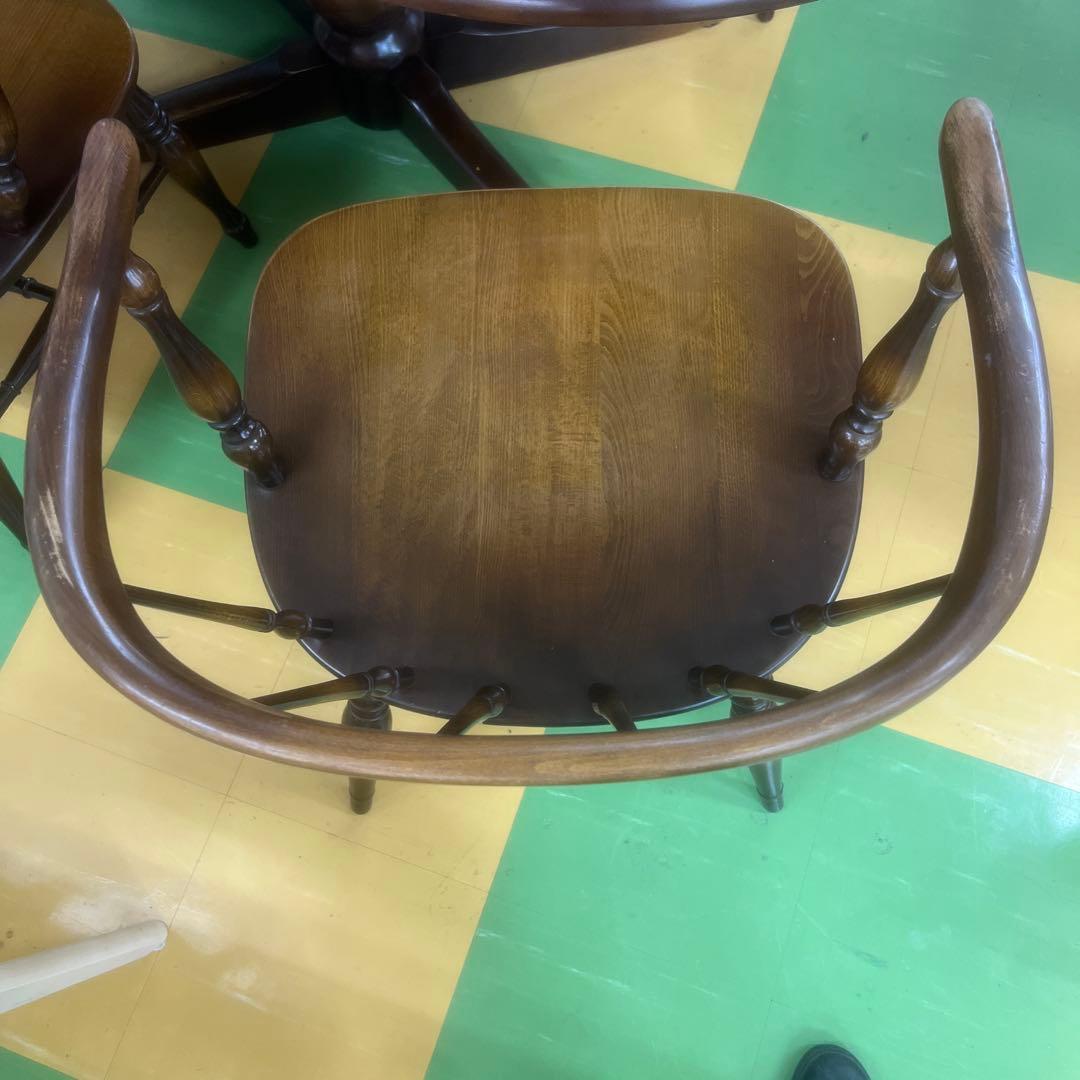 2757 飛騨産業　木製楕円形テーブルとウィンザーチェア4脚セット