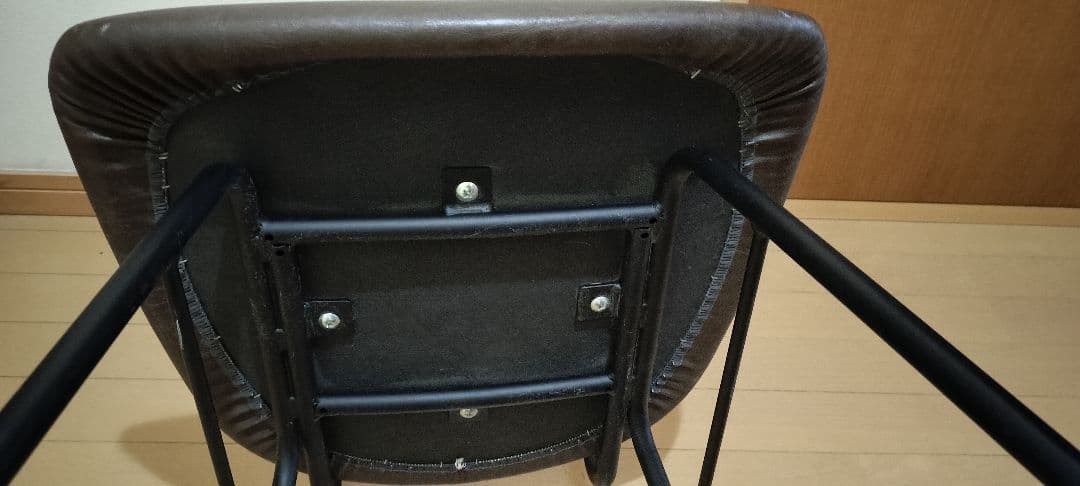 ♪ブラウン 木製　合成皮革のデスクチェア　送料無料