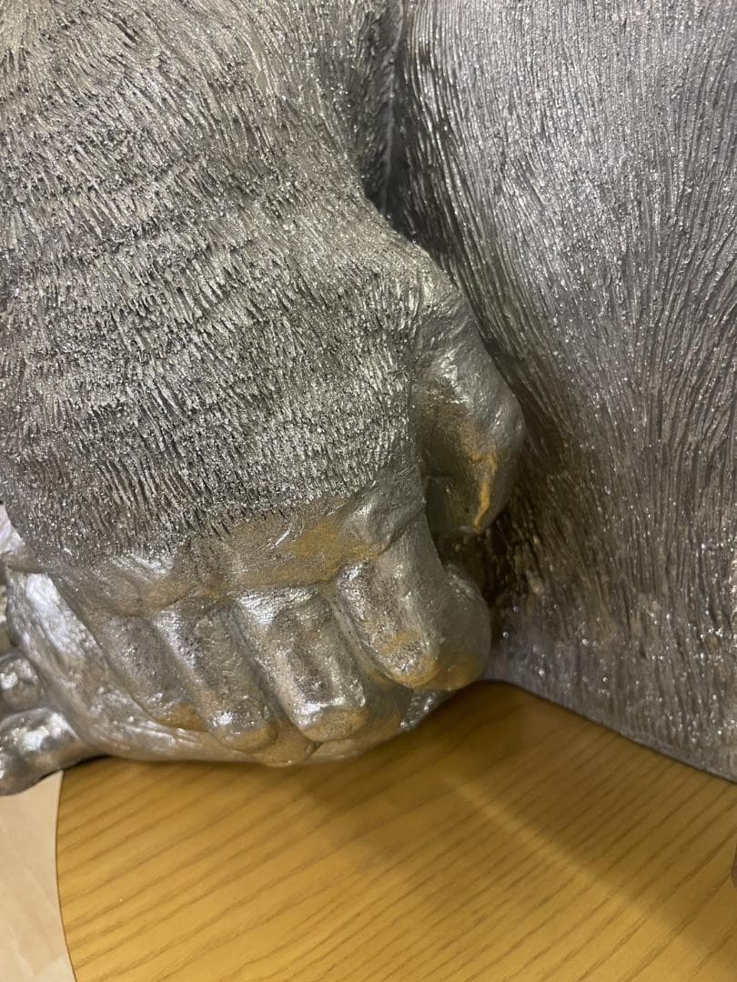 巨大　ゴリラ　キングコング　置物　オブジェ　シルバー　アニマル　高さ88　銀　L