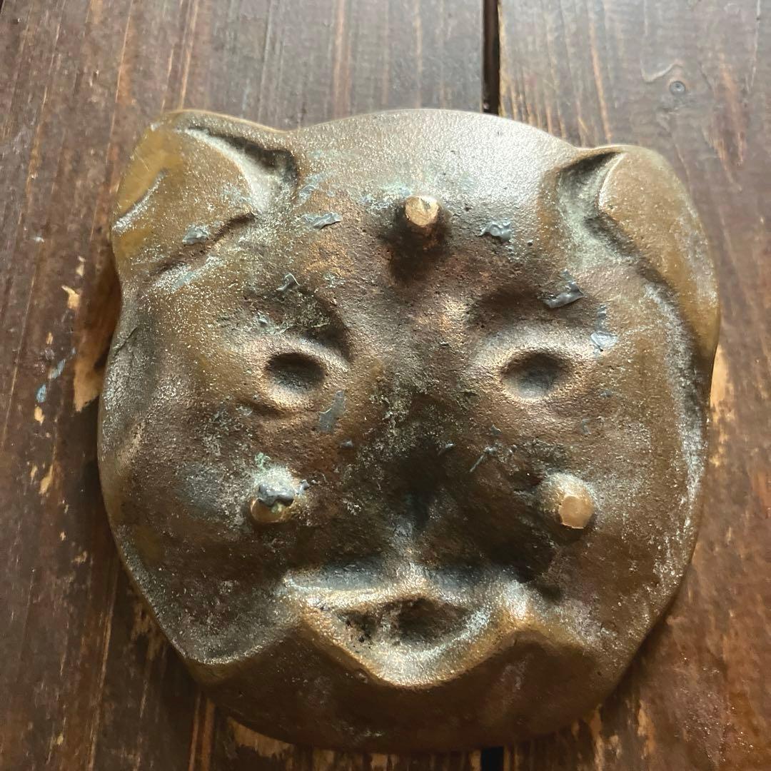 フランスアンティーク猫プレート　アスティエ　真鍮　ブロンズ比較的良好