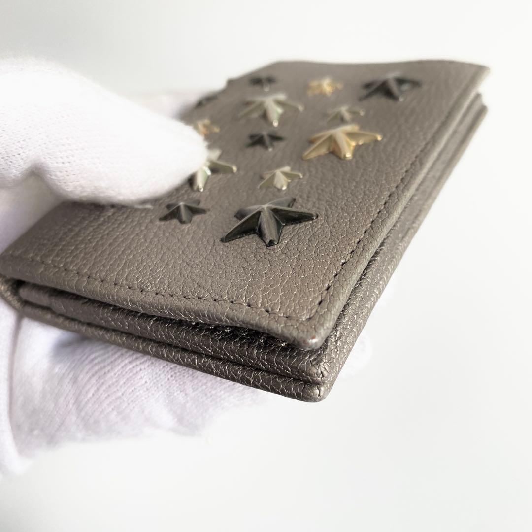 JIMMY CHOO 名刺入れ カードケース NELLO ライトカーキ