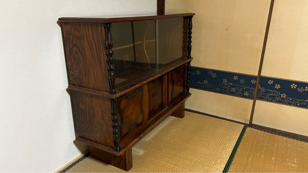 【asaaji】木製ガラス扉キャビネット(他の方は購入不可です)