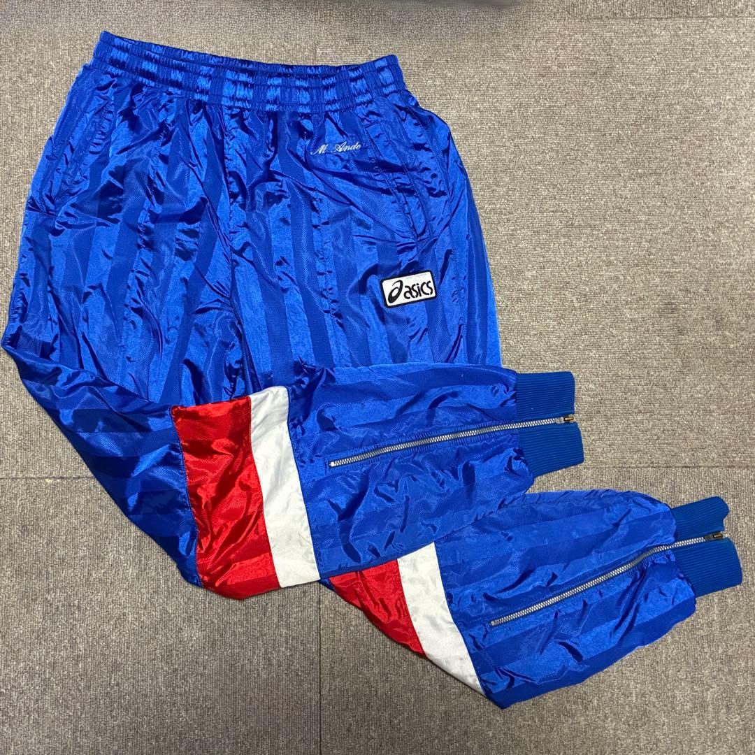 asics ウィンドブレーカー 上下　セット 青赤　トリコロール