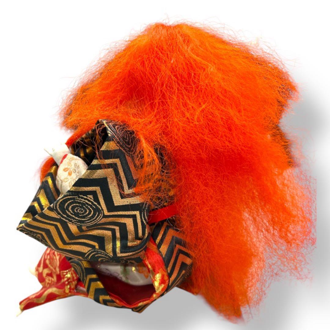 連獅子 歌舞伎人形 日本人形 昭和レトロ 台座付 高さ約48cm 骨董