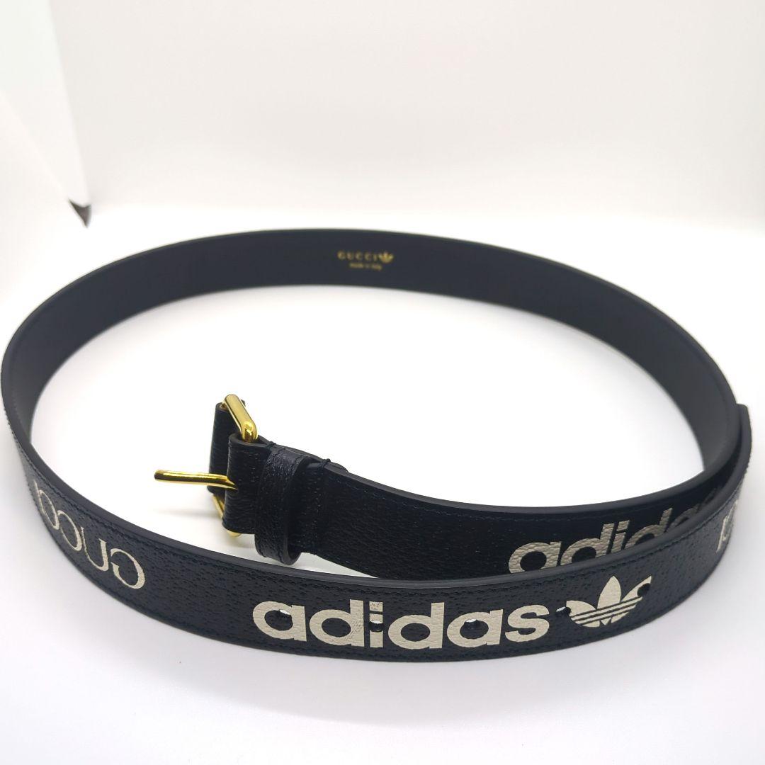 GUCCI × adidas コラボ レザーベルト　黒白　美品 約100cm