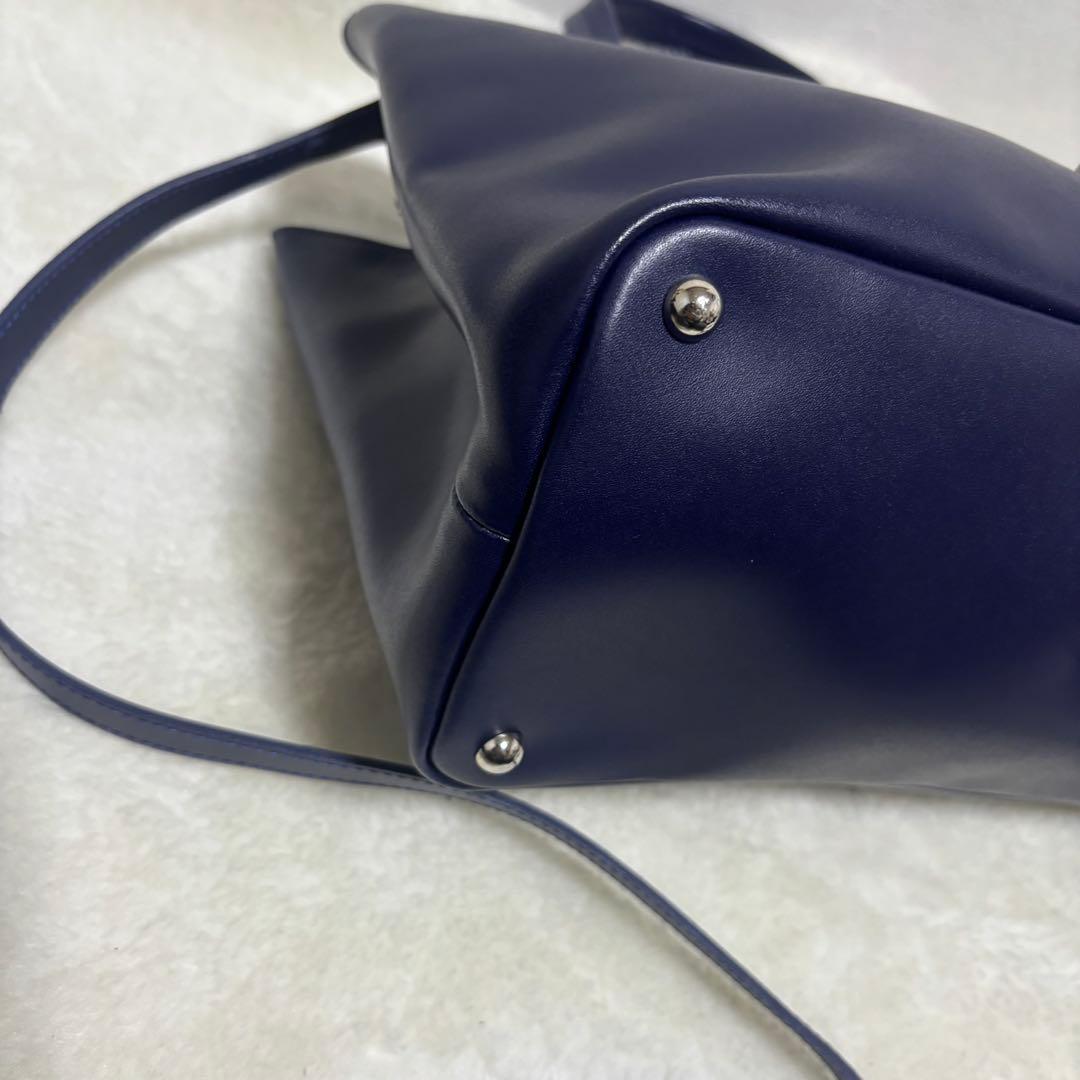 【極希少】ロンシャン オノレ2wayレザー ショルダーバッグ ハンド ネイビー