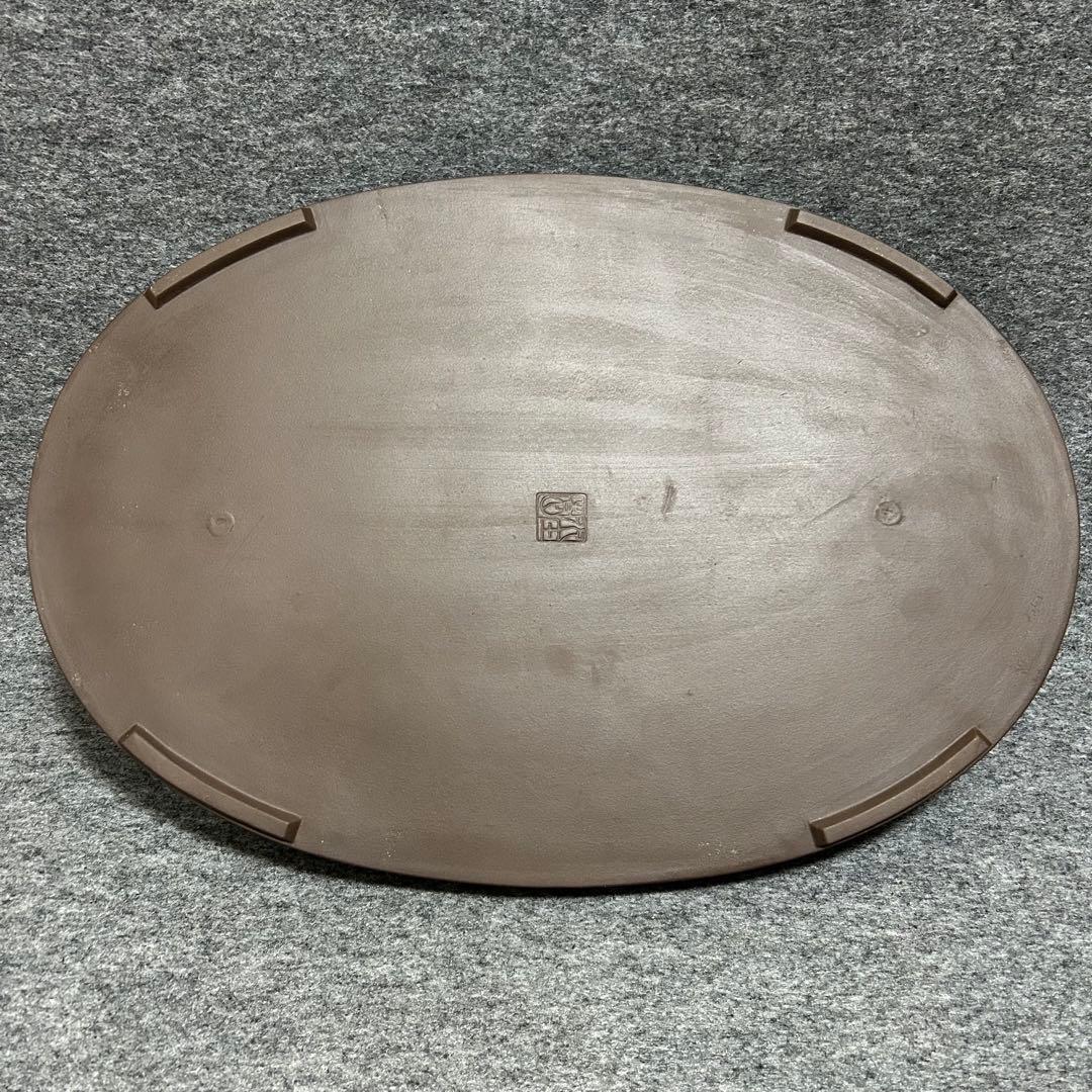 特大 盆栽 水石盆 55cm 大盤 陶製 彫銘 和鉢 盆景