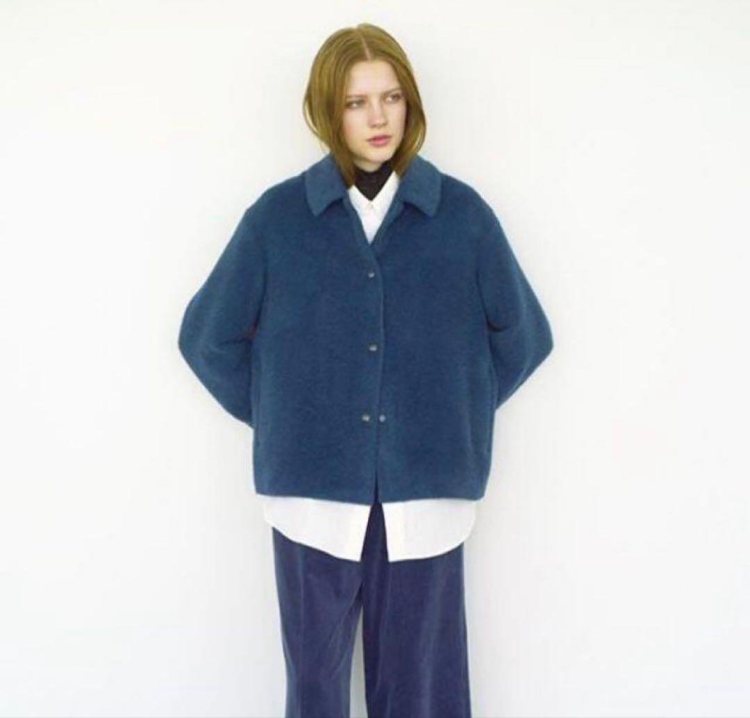 AURALEE Baby Alpaca Blousonダークブルー ウールコート