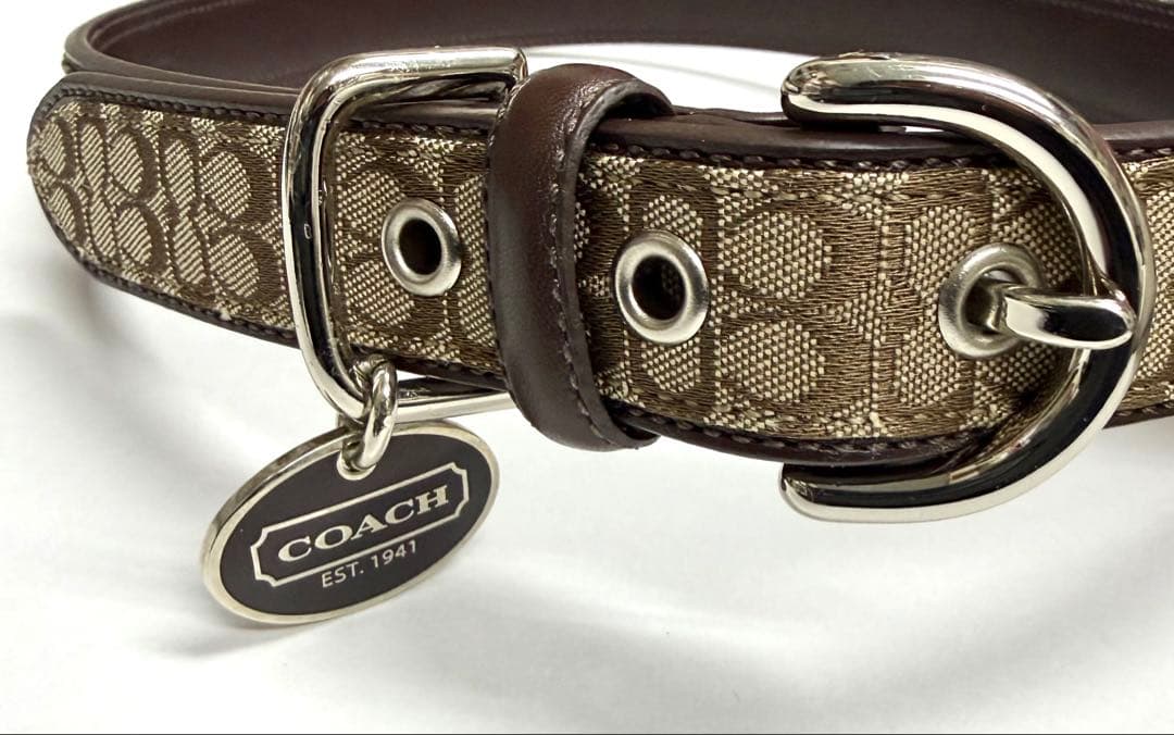 COACH コーチ■大型犬／首輪■シグネチャー：ブラウン茶色　犬用 サイズ：XL