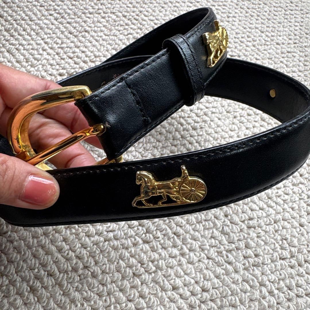 今週末まで！！値下げ！CÉLINE 黒いベルト 馬車と馬の金具／セリーヌ