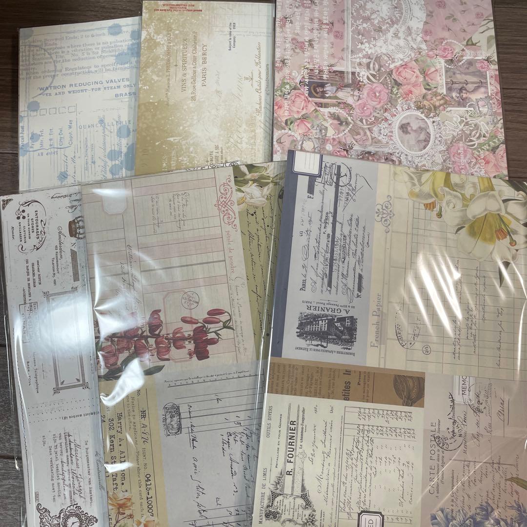 海外 国内 デザインペーパー 素材 メモ スタンプ 大量 まとめ売り セット♡