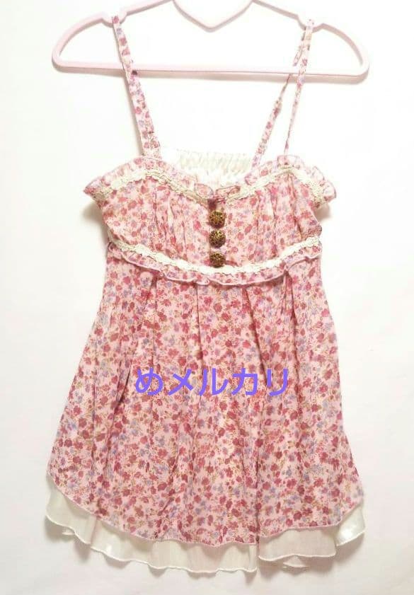 LIZ LISA リズリサ 花柄キャミソール チュニック 小花ピンク。