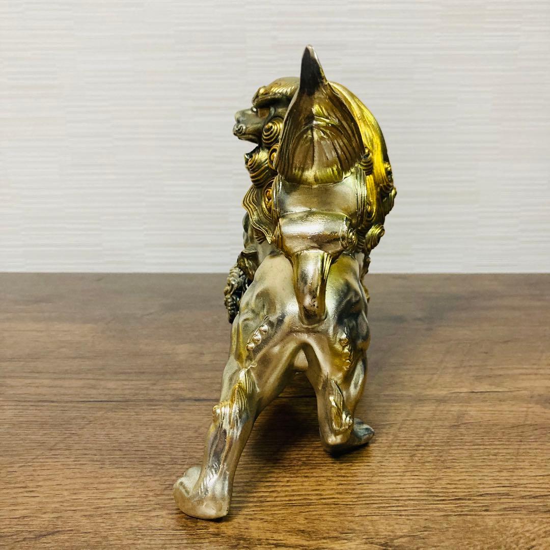 金属製　玉獅子　獅子　置物　インテリア　縁起物　玉乗り　金属工芸　工芸品　骨董品