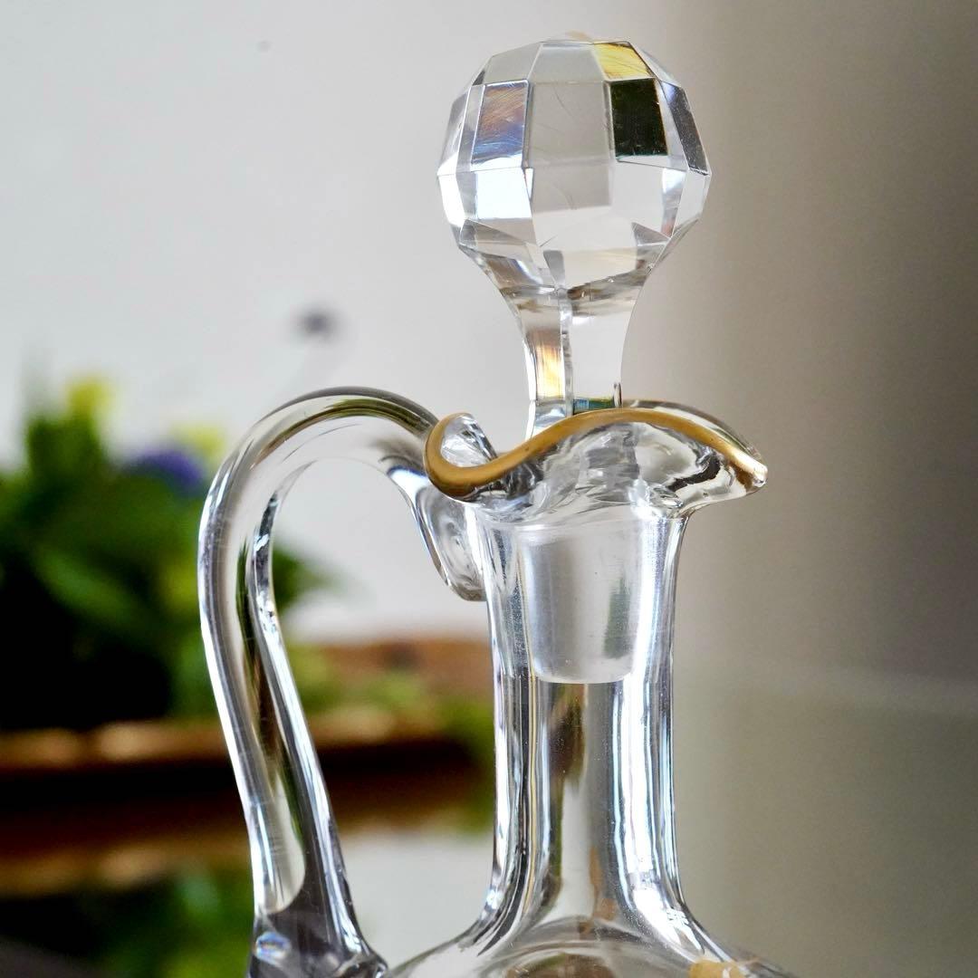 24金＆エナメル彩★オールドバカラ★ジャポニズム★取っ手付きデカンタ★希少サイズ