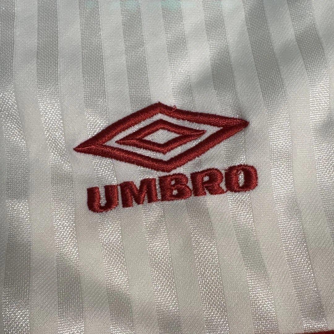 【極美品/希少】90s UMBRO シャドーストライプ サッカーパンツ白赤L相当