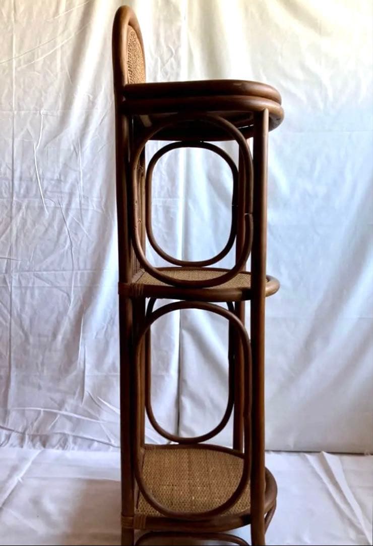 ✅昭和ビンテージ✅ラタン/竹製三段ラック/籐製の棚
