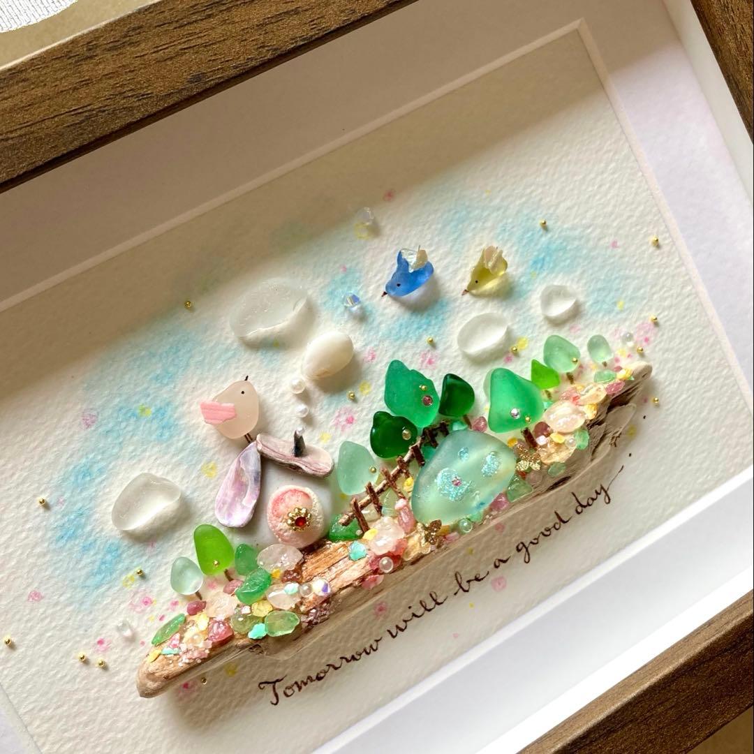 れい　オーダー受付　シーグラス／天然石／フレームアート