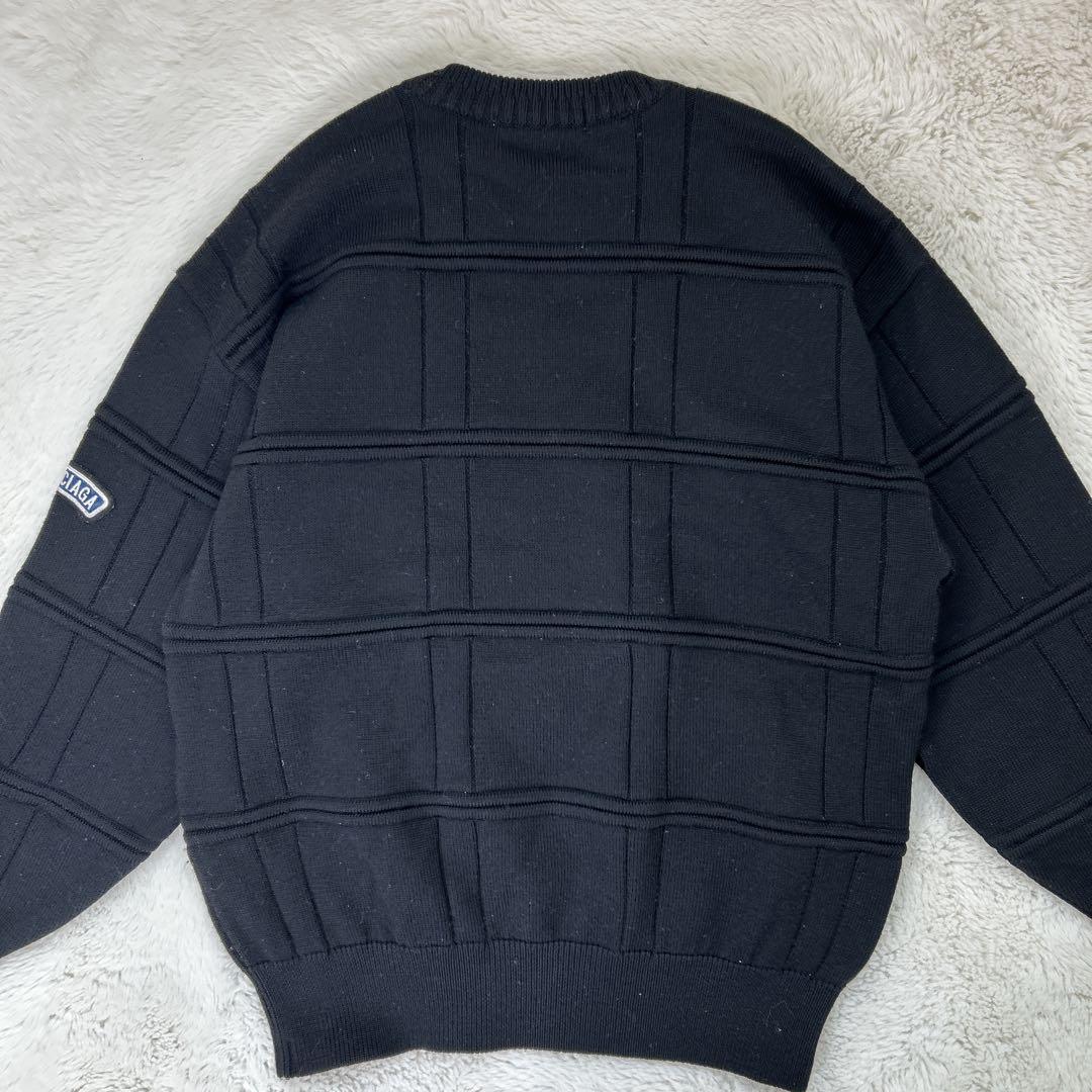 オールドバレンシアガ/90s デザインニット M 希少品 レトロ古着