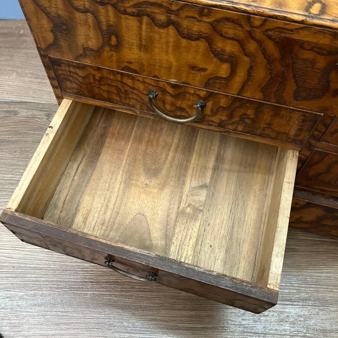 E-3 希少 昭和レトロ 木製 小引き出し 裁縫箱 ソーイングボックス 杢目