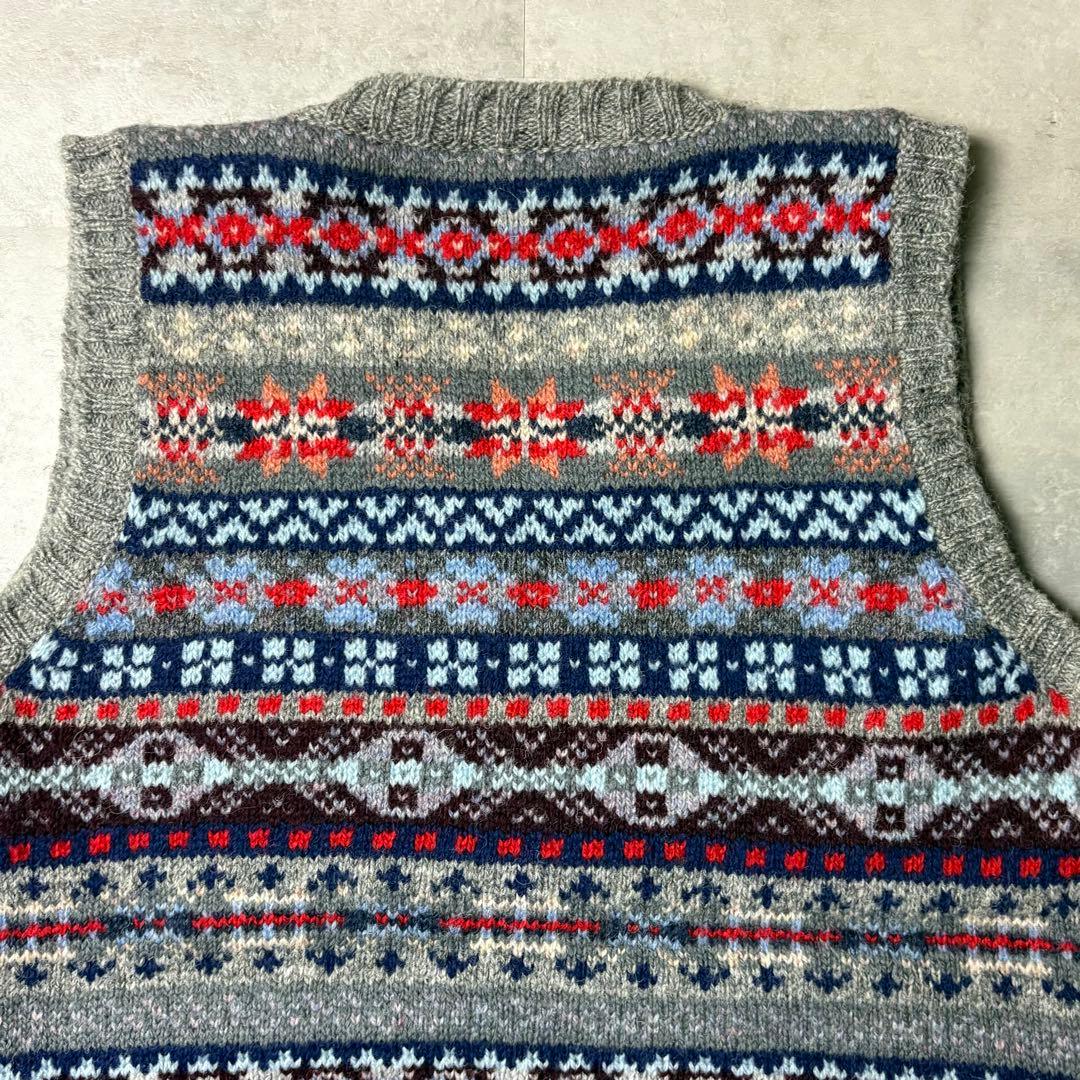 Jamieson's スコットランド製 フェアアイル柄 ニットベスト ウール