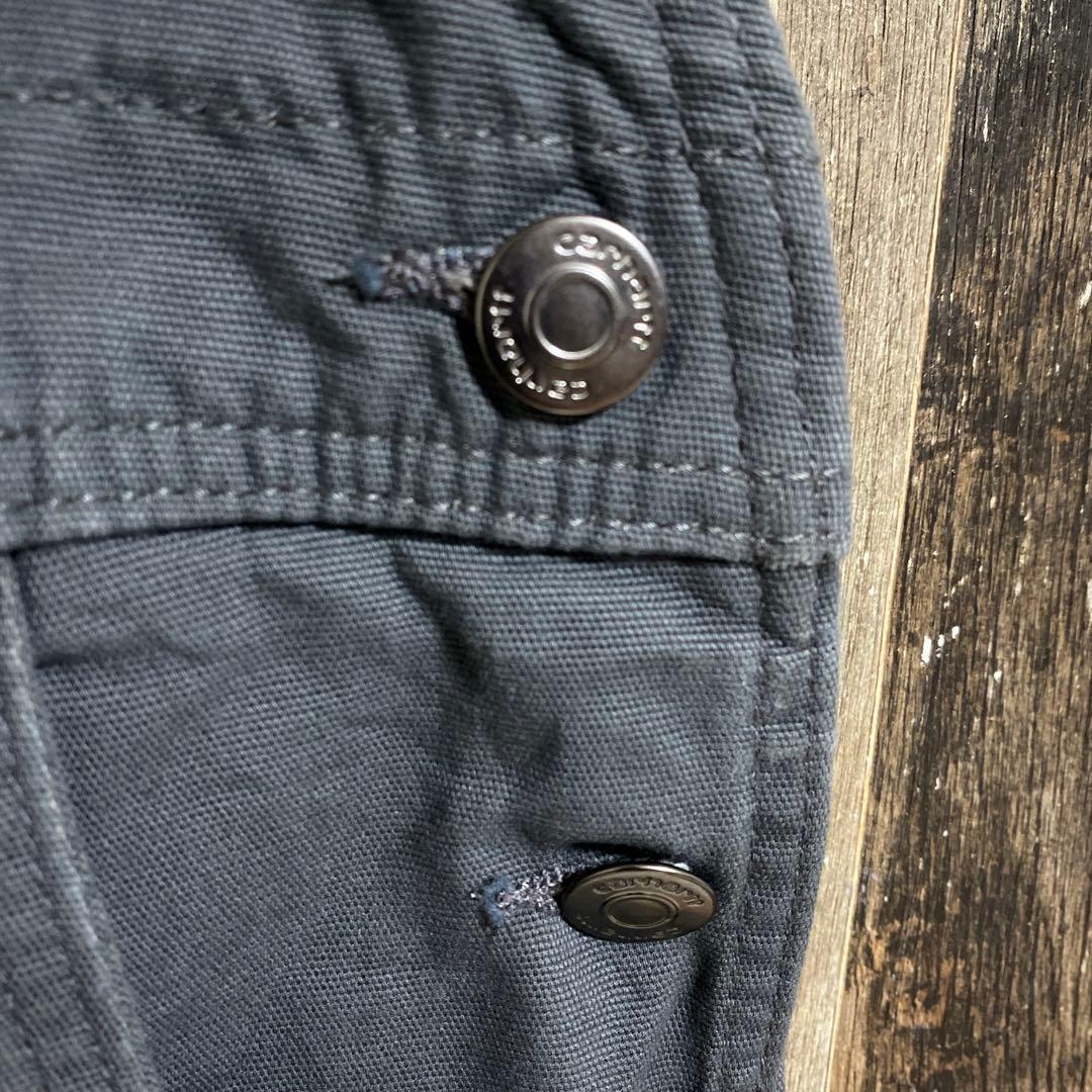 カーハート グレー系 オーバーオール メンズ ロゴ ファスナー パンツ 古着