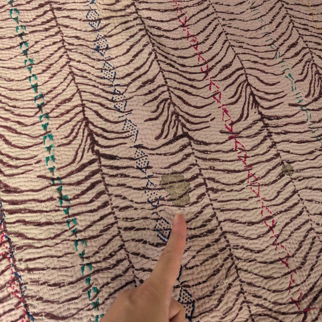 ピンク花柄 ブロックプリント ヴィンテージカンタキルト　ラリーキルト 690