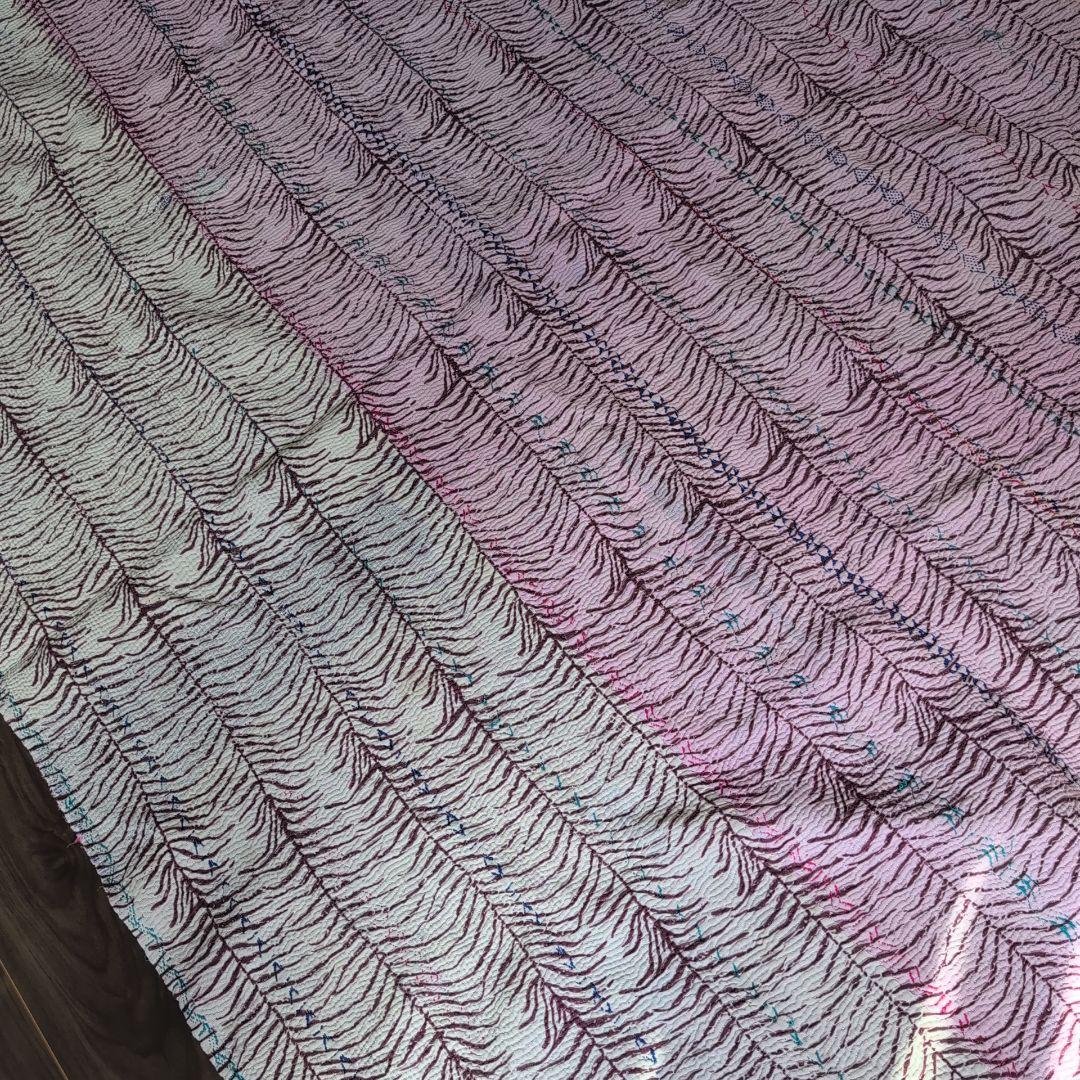 ピンク花柄 ブロックプリント ヴィンテージカンタキルト　ラリーキルト 690