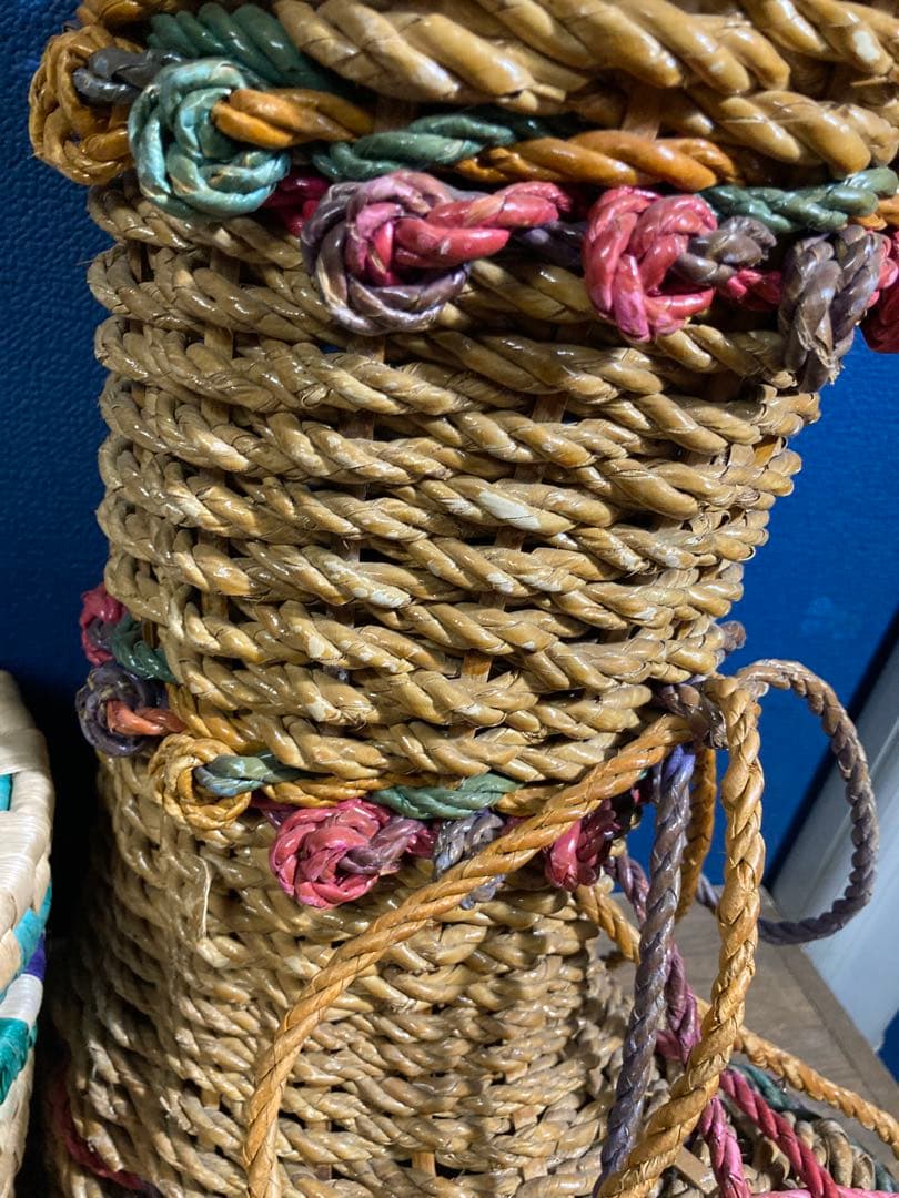 A 籠バスケット　ラタン　レトロ　ヴィンテージ　アンティーク調　靴　小物入れ