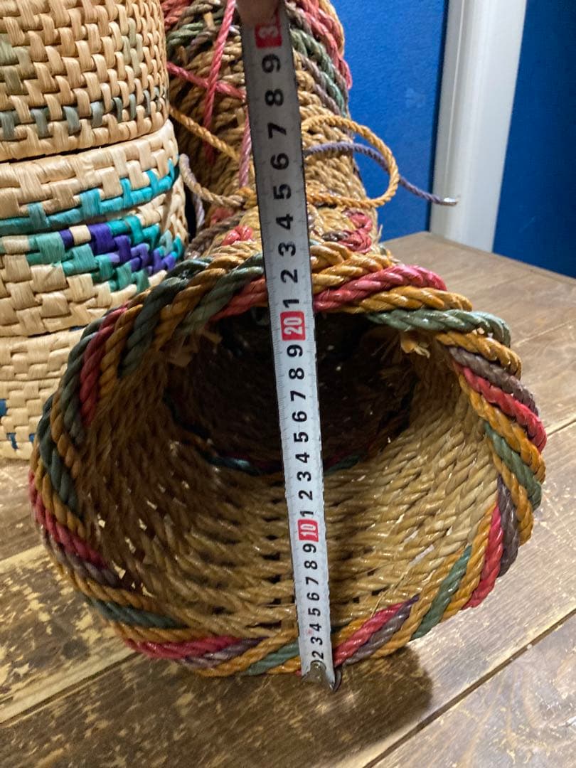 A 籠バスケット　ラタン　レトロ　ヴィンテージ　アンティーク調　靴　小物入れ