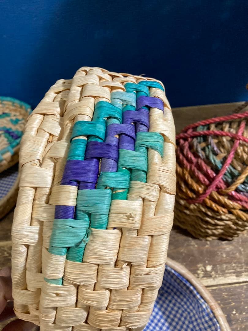 A 籠バスケット　ラタン　レトロ　ヴィンテージ　アンティーク調　靴　小物入れ