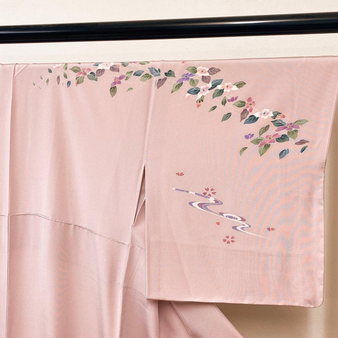 本場加賀友禅 寺西一紘 手描き友禅 花鳥 訪問着 未使用品 正絹 共八掛 ガード