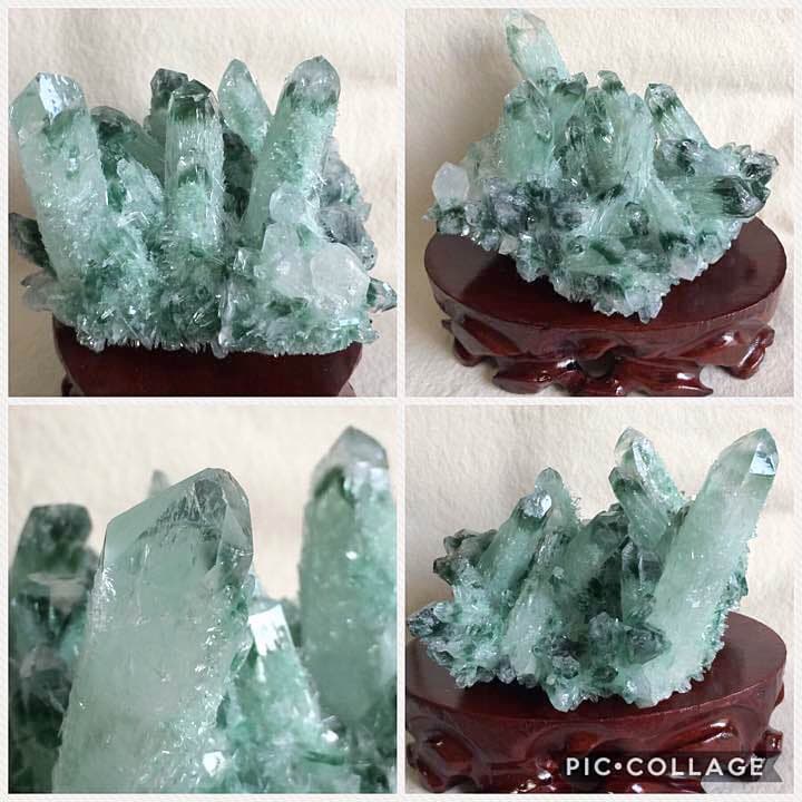 ☆ 綺麗！緑水晶 グリーンクォーツクラスター 732g 台座付き