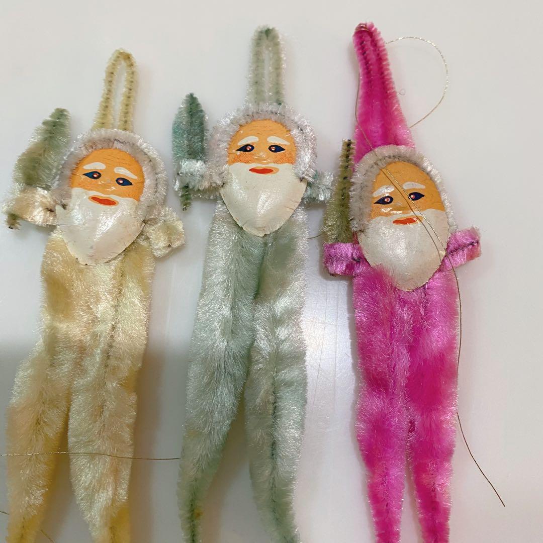 モールのサンタなどクリスマス飾りセット　昭和レトロ