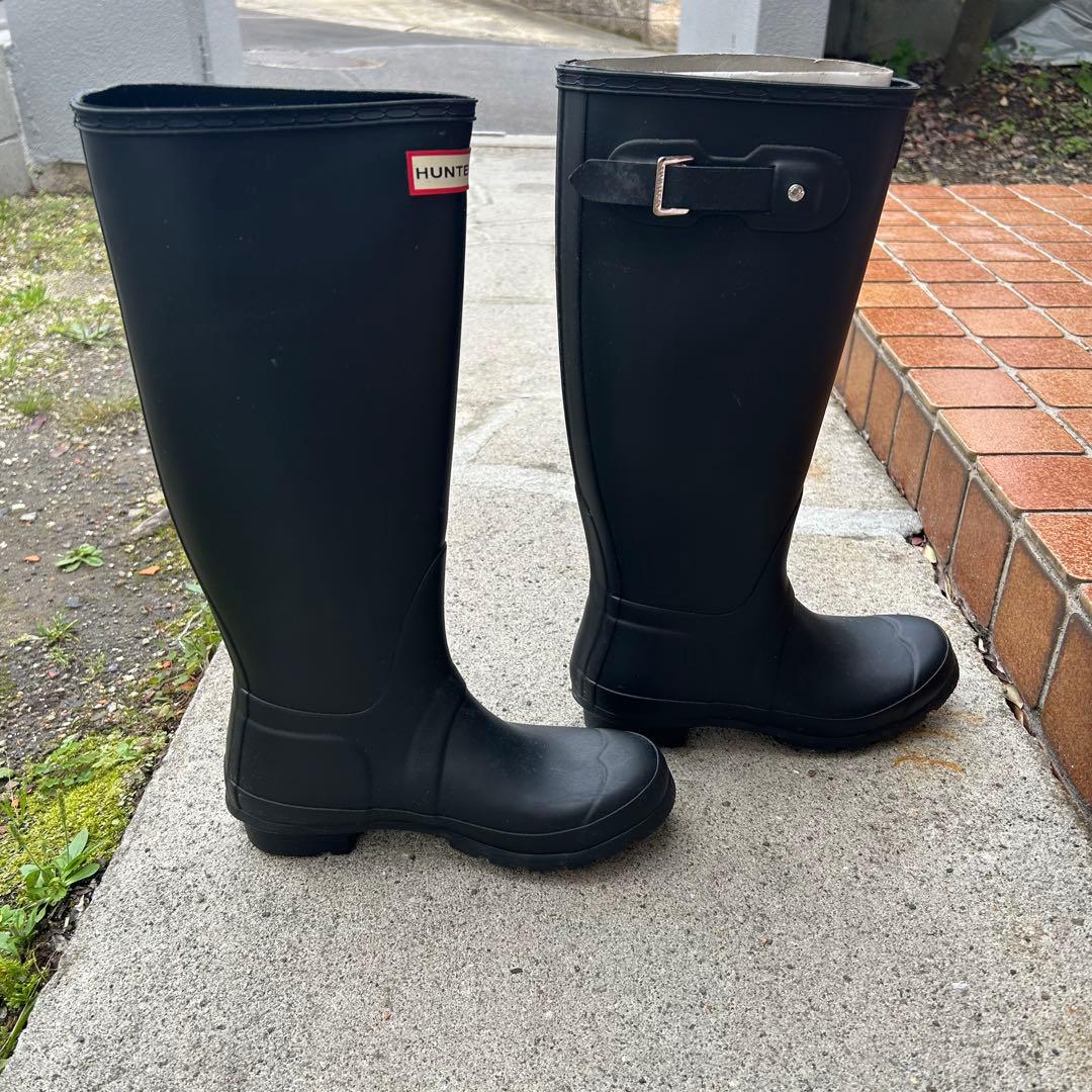 HUNTER ブラック 長靴 バックル付き 24cm