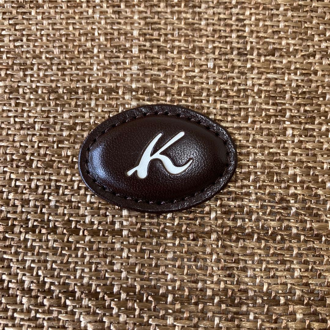 キタムラ✨かごバッグ　レザー　トートバッグ　夏　編み込み　保存袋　自立　異素材