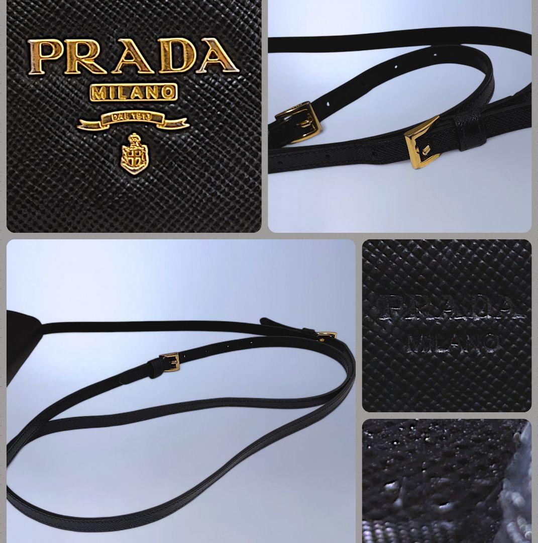 極美品 PRADA ショルダーバッグ ウォレット 斜め掛け サフィアーノ レザー