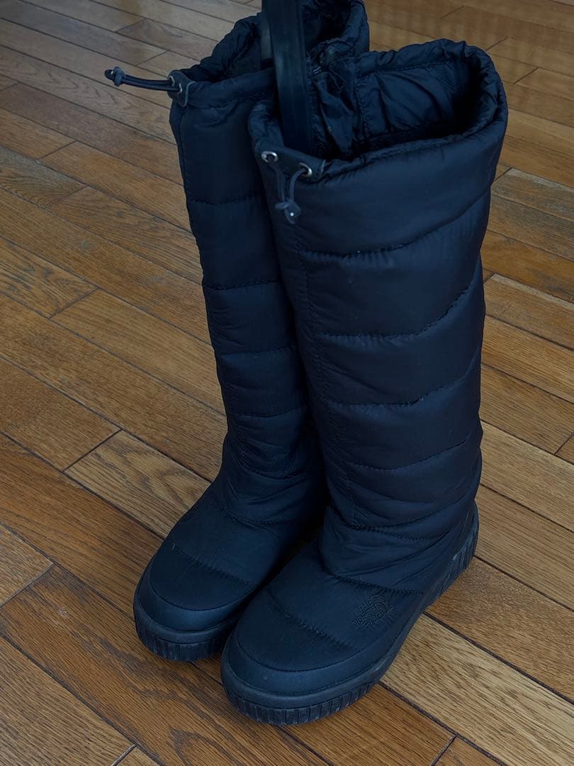 極暖！THE NORTH FACE 膝下ロングブーツブラック24cm