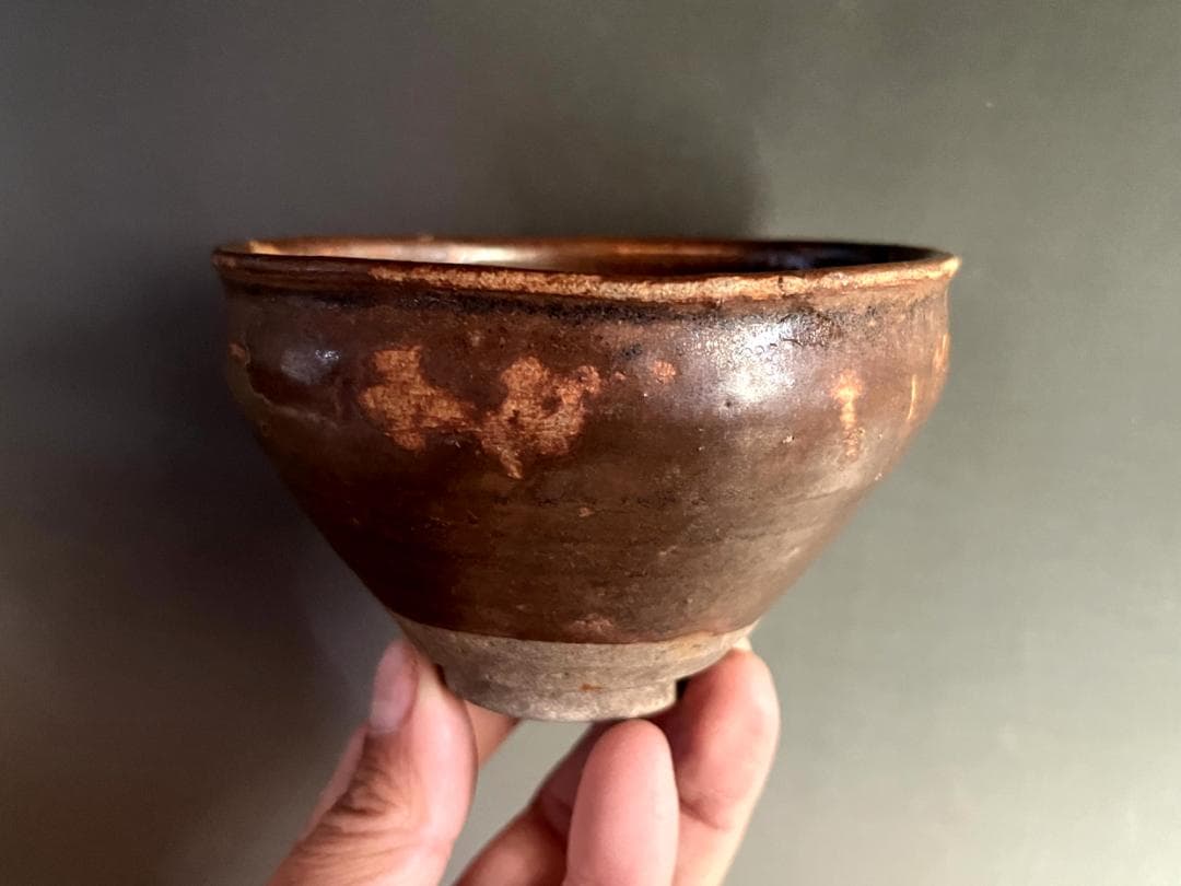 茶碗■古瀬戸 天目茶碗 桃山～江戸時代初期 発掘伝世品 窯変 直接貫入有 骨董■