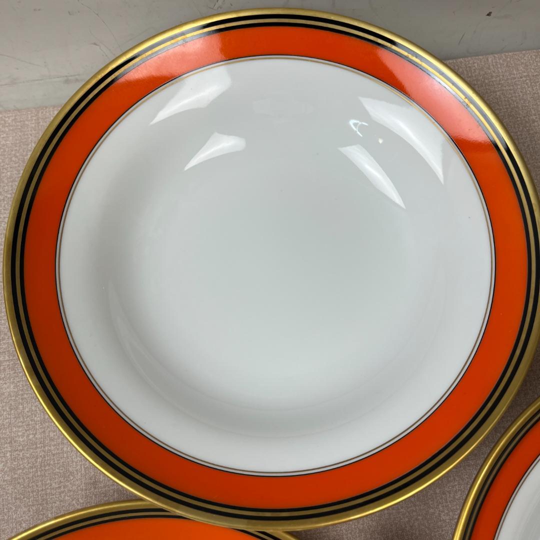 43 リチャード ジノリ オレンジ系 金彩縁 オーバル スープ皿 5枚セット