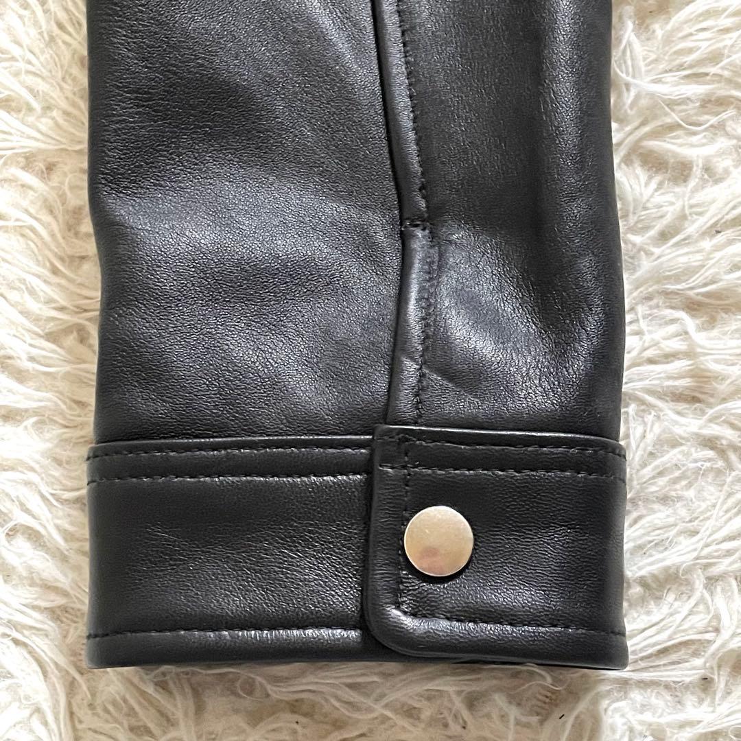 291295=HOMME ラムレザージャケット シングル 黒 4