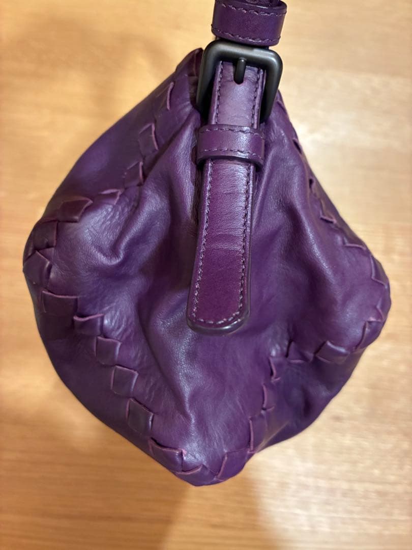 【美品】BOTTEGA VENETA 紫 編み込みハンドバッグ